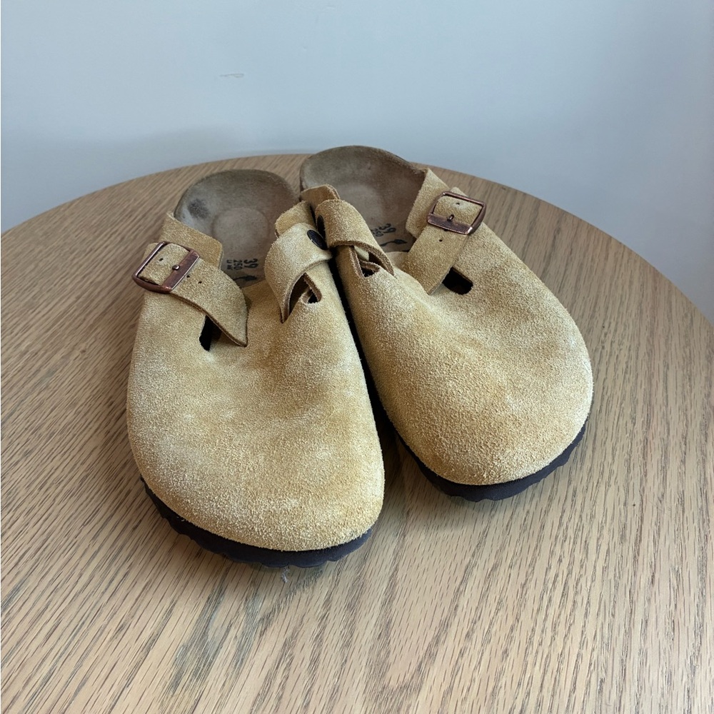 Birkenstock Boston Tan Suede Mules - Picture 4 of 4